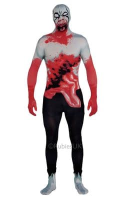 Mens Zombie 2nd Skin Suit Full Body Costume Horror Halloween Fancy Dress Outfit