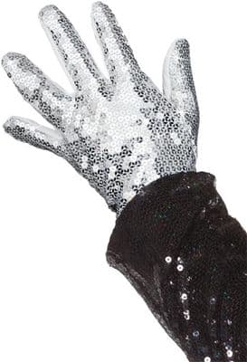 Michael Jackson Billie Jean Silver Sequin Glove 1980s Fancy Dress Costume Accessory