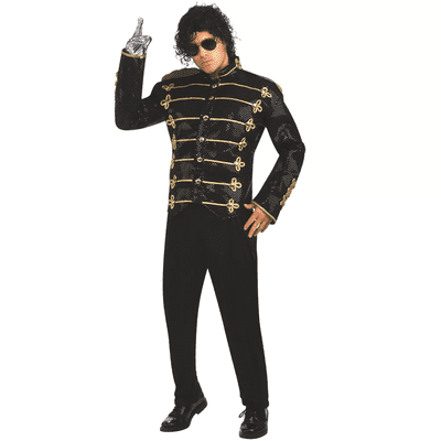 Michael Jackson Deluxe Military Jacket Sequin Fancy Dress Costume Adult
