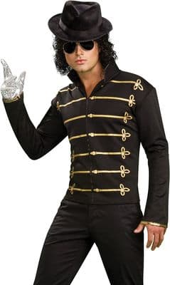 Michael Jackson Military Jacket Adult Pop Star Fancy Dress Costume Black
