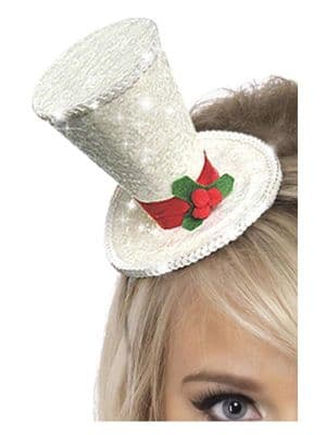 Mini White Christmas Top Hat