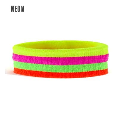 Multicolour Neon Sweatband  80s Fancy Dress Headband Accessory