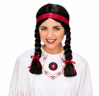 Native American Style Woman Wig Long Braided Fancy Dress Costume Accessory