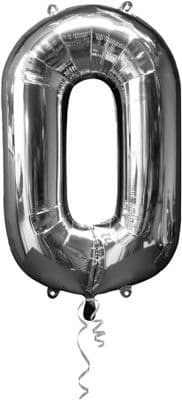 Number 0 Silver Foil Balloon - 32