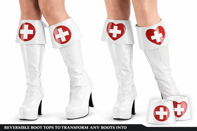 Nurse Boot Cuffs Reversible  Fancy Dress Costume Accessories