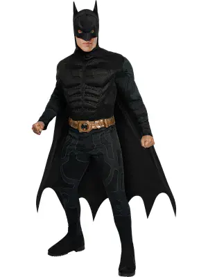 Official Batman Dark Knight Deluxe Costume Adult Muscle Chest Fancy Dress