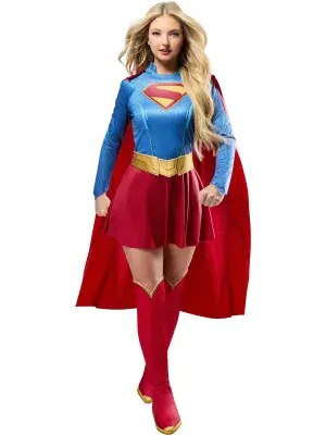 Official DC Supergirl Deluxe Ladies Costume Dress Cape Superhero Fancy Dress