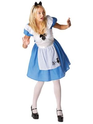 Official Disney Alice in Wonderland Costume Ladies Fancy Dress Outfit with Headband