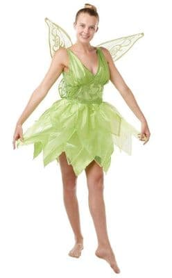 Official Disney Fairies Tinker Bell Costume Ladies Fancy Dress Outfit with Wings