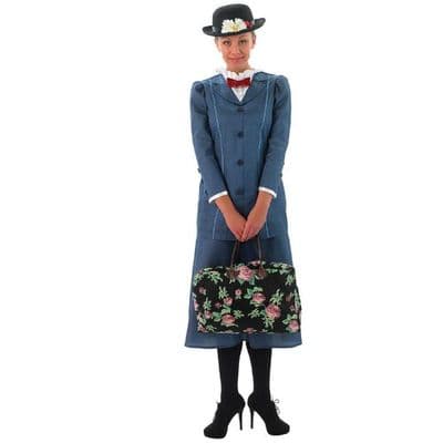 Official Disney Mary Poppins Costume Ladies Classic Fancy Dress Outfit with Hat