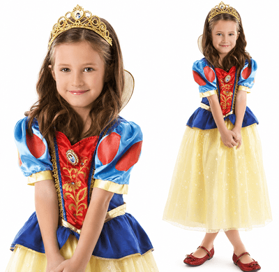 Official Disney Princess Snow White Costume Girls Sparkle Fancy Dress Age 7-8 Years