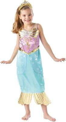 Official Disney Princess Sparkle Ariel Costume Girls Fancy Dress with Tiara