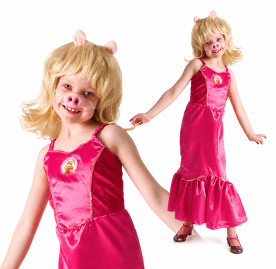 Official Disney The Muppets Miss Piggy Costume Girls Fancy Dress Outfit with Wig