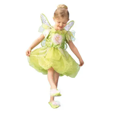 Official Disney Tinker Bell Platinum Costume Girls Fairy Fancy Dress Outfit