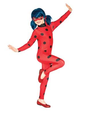 Official Girls Miraculous Ladybug Costume Kids Superhero Fancy Dress Jumpsuit Mask