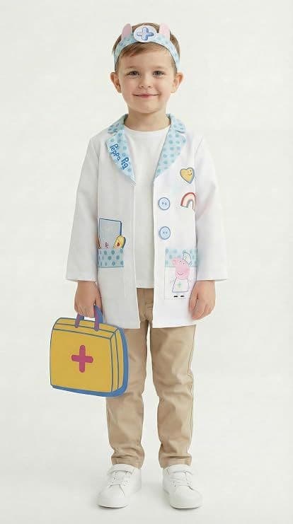 Official Peppa Pig Doctor Costume Kids Fancy Dress World Book Day Outfit