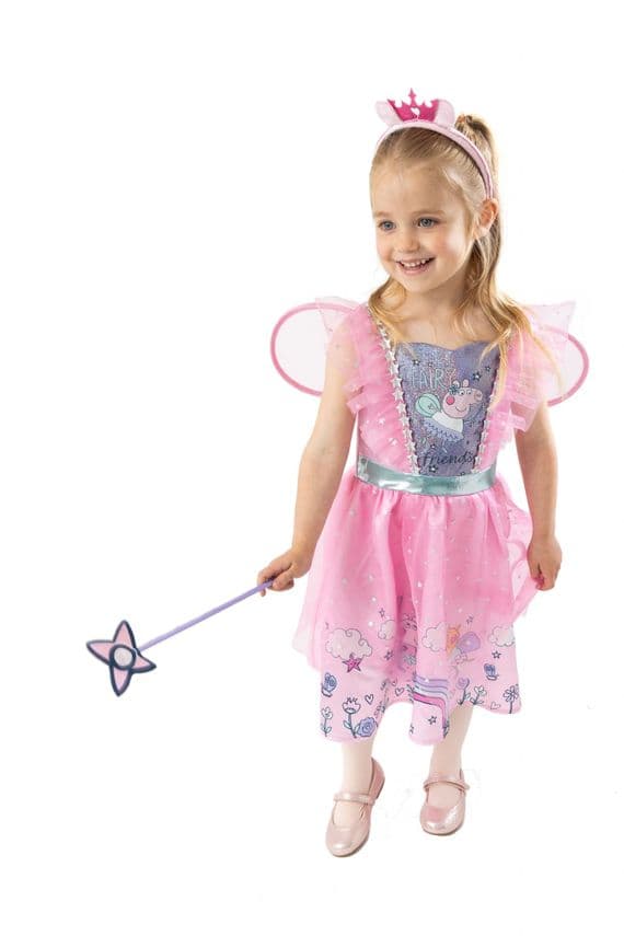 Official Peppa Pig Fairy Costume Girls Fancy Dress Princess Outfit with Wings