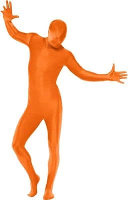 Orange Lycra Morph Suit Adult 2nd Skin Full Body Fancy Dress XL Costume
