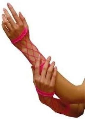 Pink Short Fence Net Neon Gloves