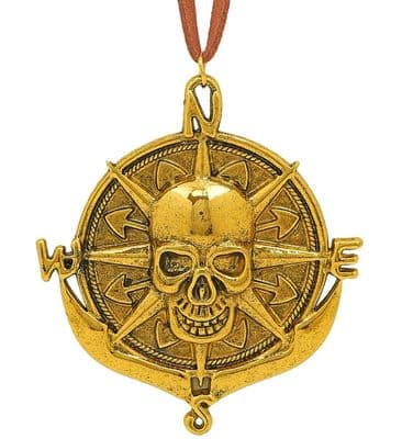 Pirate Skull Medallion Necklace Buccaneer Fancy Dress Costume Accessory