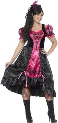 Plus Size Sassy Saloon Costume Ladies Wild West Fancy Dress Curvy Outfit