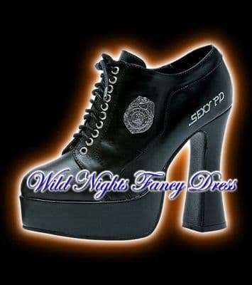 POLICE COP BLACK PLATFORM SHOES