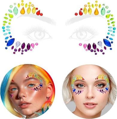 Pride Queen Rainbow Coloured Face Jewels