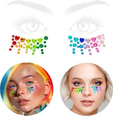 Pride Rainbow Coloured Face Jewels