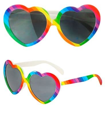 Rainbow Heart Glasses Pride LGBT Festival Party Fancy Dress Sunglasses Adult