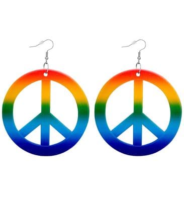 Rainbow Hippie Peace Earrings