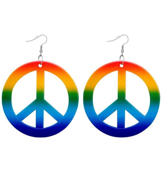Rainbow Hippie Peace Earrings