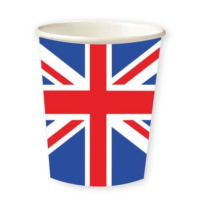 Red White & Blue GB Flag Paper Cups 250ml