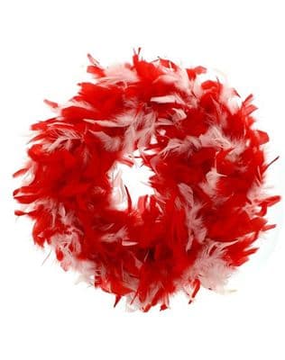 Red & White Feather Boa 1920s Fancy Dress Accessory