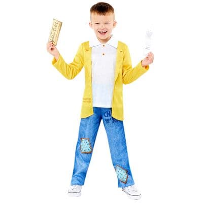 Roald Dahl Charlie Bucket Kids Costume World Book Day Fancy Dress Golden Ticket