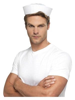Sailor Hat White Navy Sailor Cap Fancy Dress Costume Accessory Adult