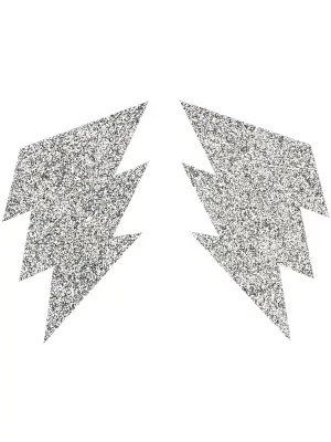 Silver Glitter Lightning Bolt Nipple Pasties