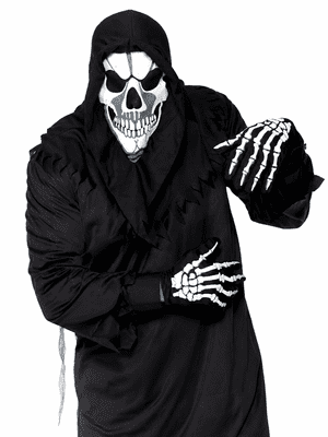 Skeleton Hood and Gloves Set Halloween Skull Fancy Dress Costume Accessory Kit