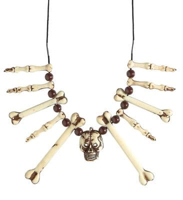Skull Bone Necklace Halloween Voodoo Tribal Fancy Dress Costume Accessory
