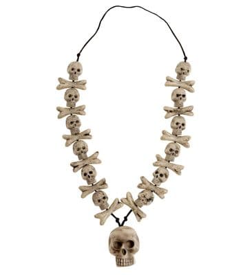 Skull Cross Bones Necklace Halloween Gothic Fancy Dress Costume Accessory