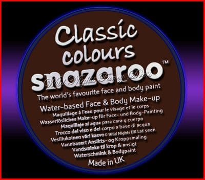 SNAZAROO 50 FACE PAINT 18ML POT DARK BROWN