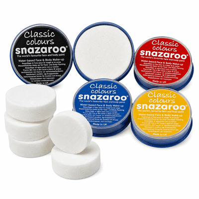 Snazaroo Face Paint Set 5 x 18ml Pots with 5 Sponges Halloween Makeup Kit