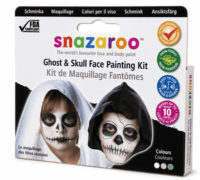 Snazaroo Ghost & Skull Face Paint Kit Halloween Makeup Theme Pack
