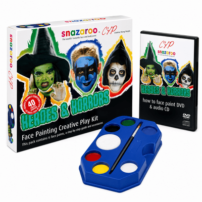 Snazaroo Heroes & Horrors Face Paint Kit DVD Fancy Dress Makeup Set