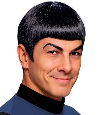 Space Commander Wig Sci Fi Alien Fancy Dress Costume Accessory Adult Black
