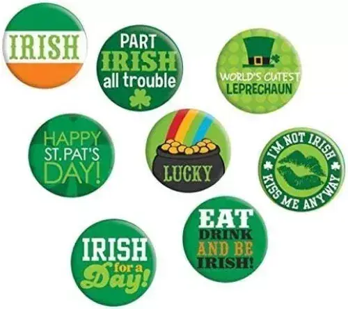 St Patrick's Day Party Badges/Buttons x8
