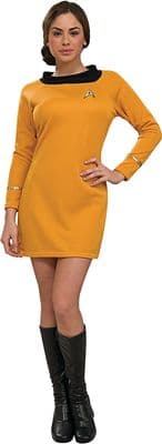 Star Trek Deluxe Ladies Gold Dress Costume  Classic Command Uniform