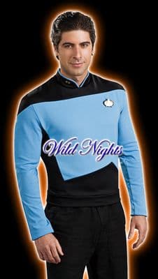 STAR TREK DLX NEXT GENERATION SHIRT BLUE SMALL