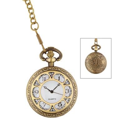 Steampunk Mechanical Pocket Watch with Chain Victorian Fancy Dress Costume Accessory