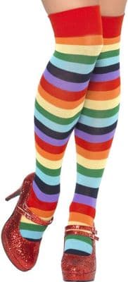 Stripey Rainbow  Clown Knee Socks