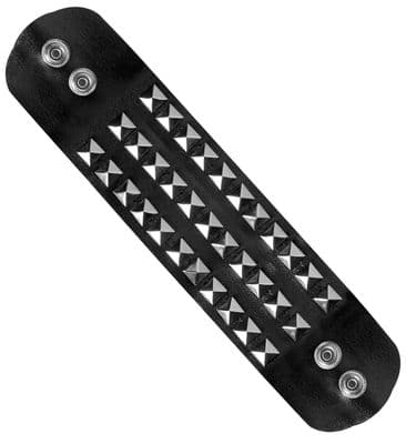 Studded Wristband 3 Row Punk Rock Gothic Biker Fancy Dress Costume Bracelet
